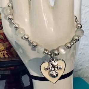 Stretch white soccer bracelet